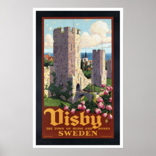 Poster Suecia de Visby - viagens vintage