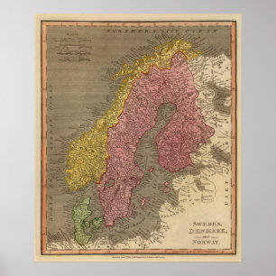 Pôster Suecia, Dinamarca, Noruega