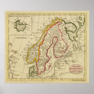 Poster Suecia, Dinamarca, Noruega, Finlandia, Islândia