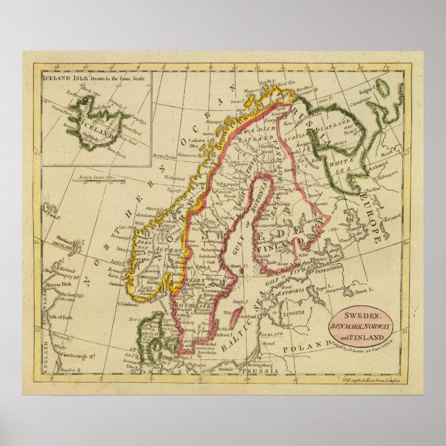 Poster Suecia, Dinamarca, Noruega, Finlândia, Islândia (Frente)