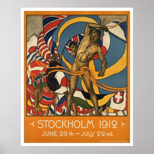 Poster Suecia Esportiva Vintage Estocolmo (Frente)