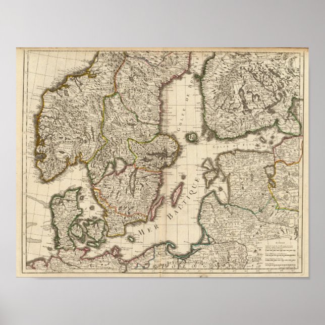 Pôster Suecia, Noruega, Europa (Frente)