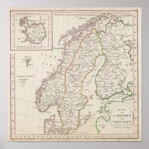 Pôster Suecia, Noruega, Islândia