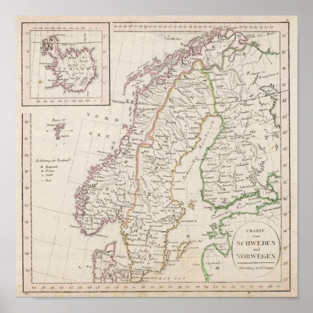 Pôster Suecia, Noruega, Islândia (Frente)