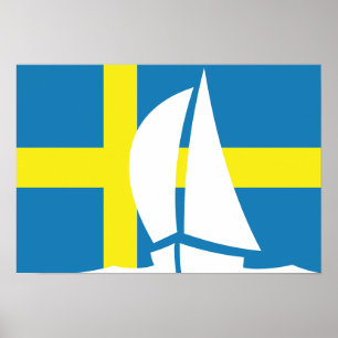 Pôster Suecia sueco do iate da navigação da bandeira