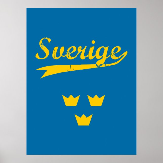 Poster Suécia, Sverige, 3 coroas, (Frente)
