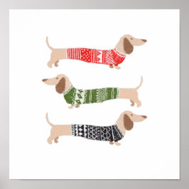 Poster Suéter de Natal de Cachorrinhos Dachshund Festa de