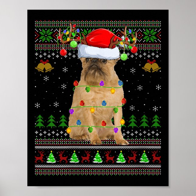 Poster Suéter de Natal Feio de Cachorro Griffon de Bruxel (Frente)
