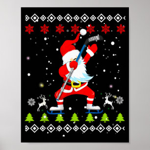 Poster Suéter de Natal Feio de Hockey do Papai Noel Dabbi