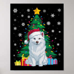 Poster Suéter Feio Árvore Xmas Luzes Cão Eskimo Americano