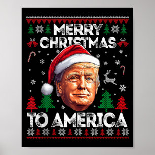 Poster Suéter feio de Natal Trump 2024 Feliz Natal