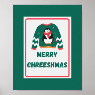 Poster Suéter Pinguim de Natal feliz