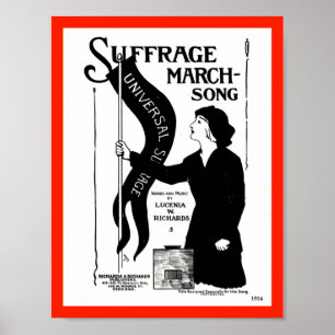 Poster Suffrage March Song vintage 1914 Sheet Music Cobri