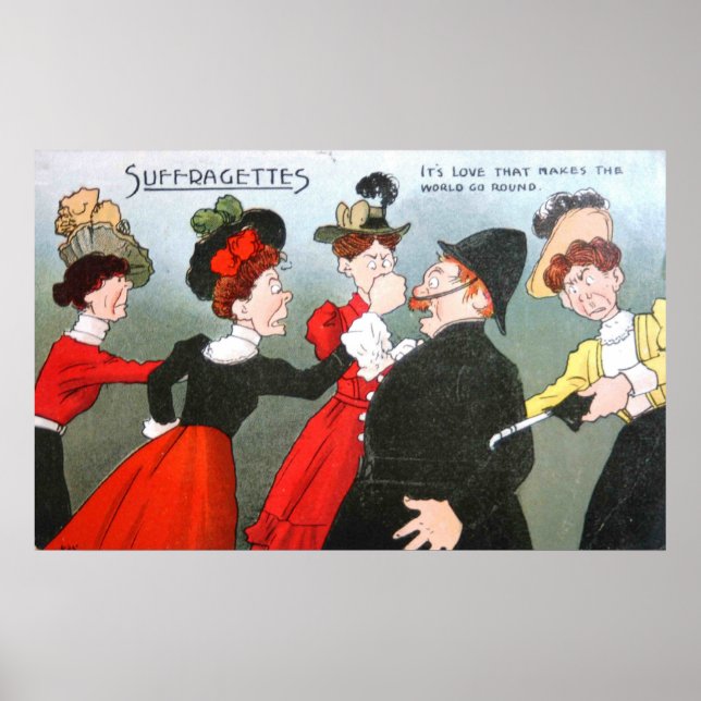 Poster Suffragettes Cartoon Político (Frente)