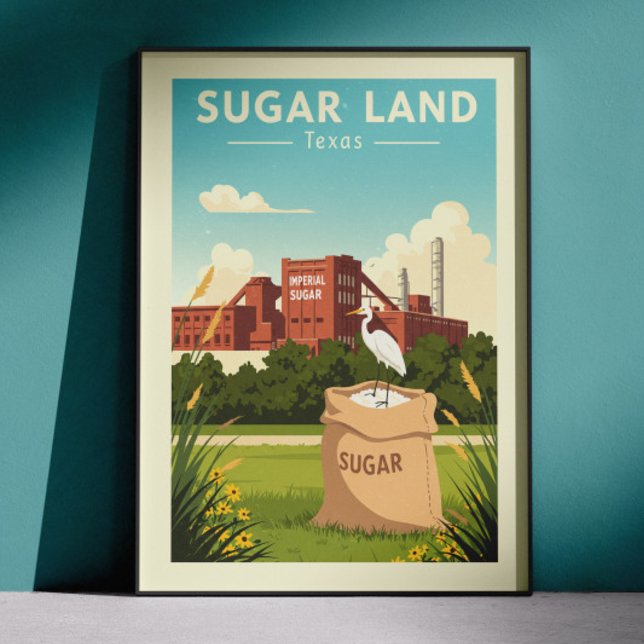 Poster Sugar Land Texas Antigo (Criador carregado)