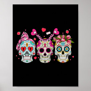 Poster Sugar Skull Amplia Dia de os namorados Casal Corre