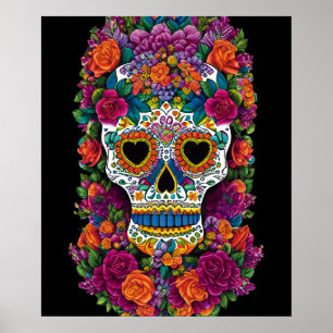 Poster Sugar Skull Art - Burst do Flair Mexicano