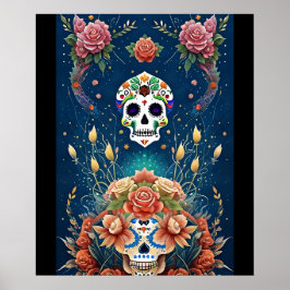 Poster Sugar Skull Art - Feriado do Dia de los Muertos
