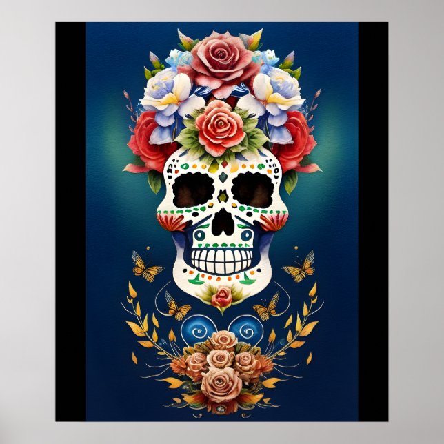 Poster Sugar Skull Art - Fiesta das cores (Frente)