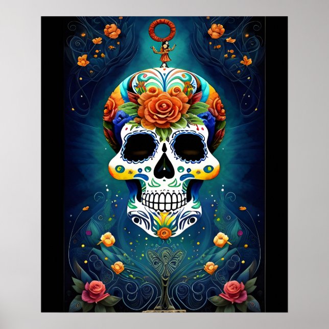 Poster Sugar Skull Art - Magia Mexicana (Frente)