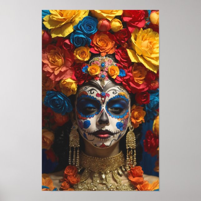 Poster Sugar Skull Halloween, Dia de los Muertos (Frente)