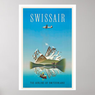 Poster Suíça Avião Aeronave Viagem Vintage