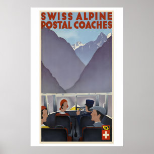 Poster Suíça Carruagens Postais Alpinas Suíças Antigas