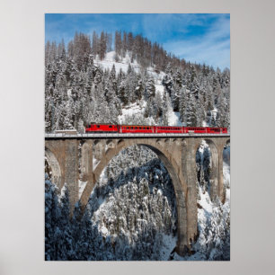 Poster Suiça coberto de neve das montanhas do pinho