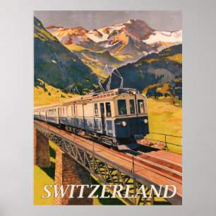 Poster Suiça, Comboio Elétrico, Via Ferroviária