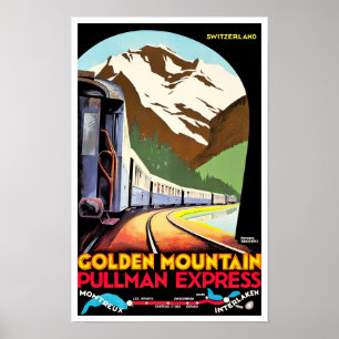 Poster Suiça da Montanha ouro