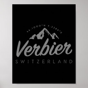 Poster Suiça de Esqui de Vacinação de Montanha Verbier