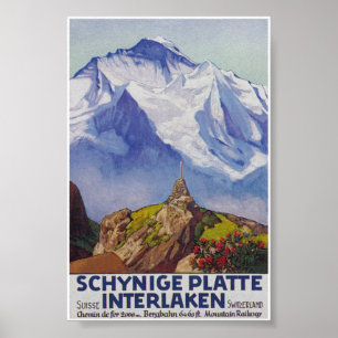 Poster Suiça de plataforma Schynige, Viagens vintage