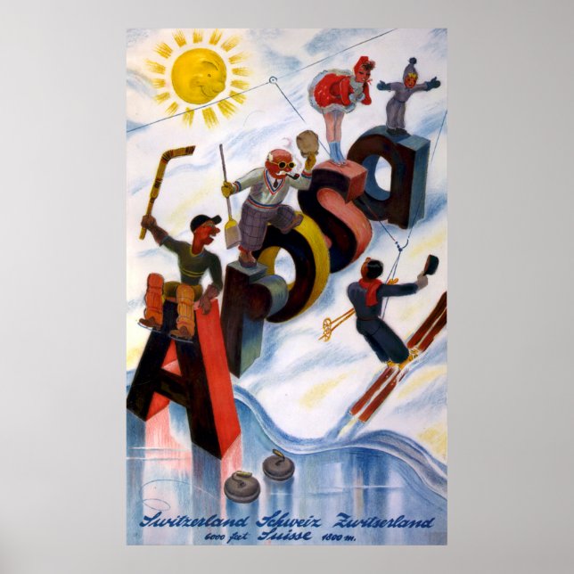 Poster Suiça de Viagens vintage Arosa (Frente)