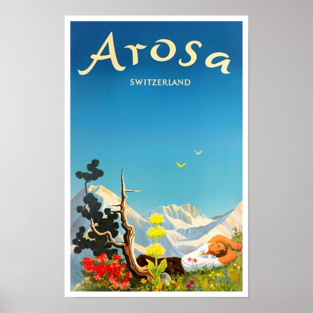 Poster Suiça de viagens vintage Arosa (Frente)