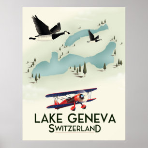 Poster suiça do lago geneva
