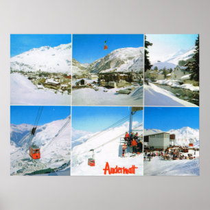 Pôster Suiça, estância de esqui do inverno de Andermatt