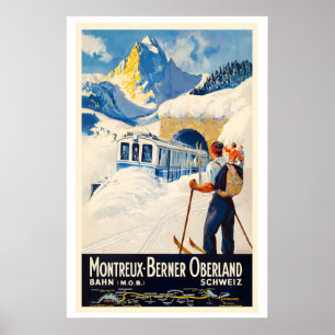 Poster Suíça Montreux Oberland Bernois MOB Antigo