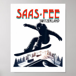 Poster Suiça Snowboard Saas fee