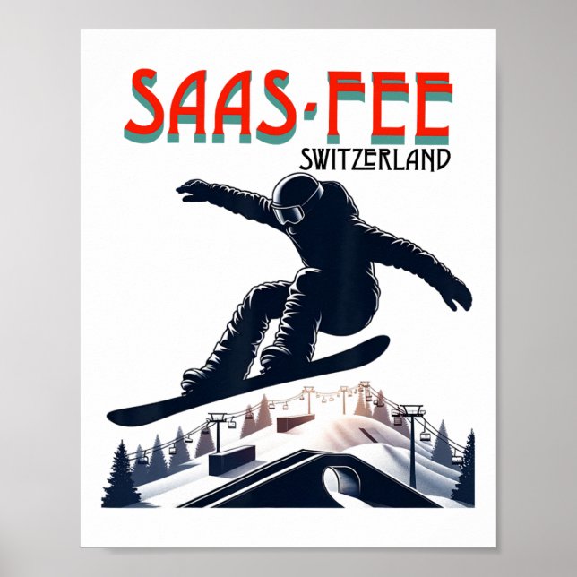 Poster Suiça Snowboard Saas fee (Frente)
