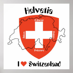 Pôster Suíça, Suisse, Svizzera, Svizra, Switzerland