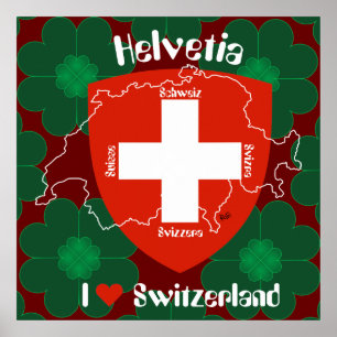 Pôster Suíça, Suisse, Svizzera, Svizra, Switzerland