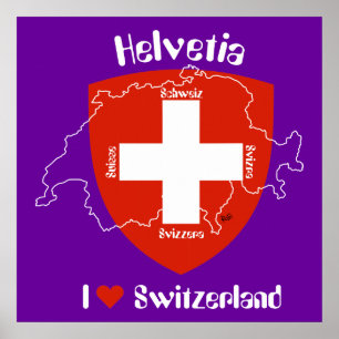 Pôster Suíça, Suisse, Svizzera, Svizra, Switzerland