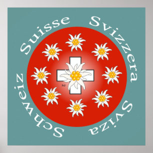 Poster Suíça, Suisse, Svizzera, Svizra, Switzerland