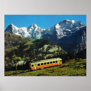 Pôster Suiça, trem a Jungfraujoch,