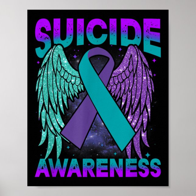 Poster Suicide Awareness Clothing Wings Ribbon Suicide Pr (Frente)