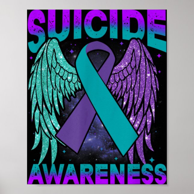 Poster Suicide Awareness Clothing Wings Ribbon Suicide Pr (Frente)