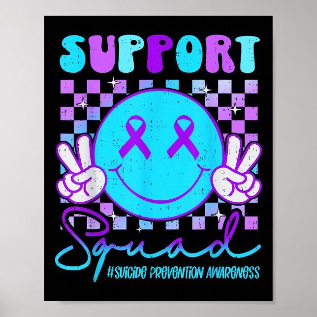 Poster Suicide Awareness Teal &amp; Purple Ribbon Suprt G (Frente)