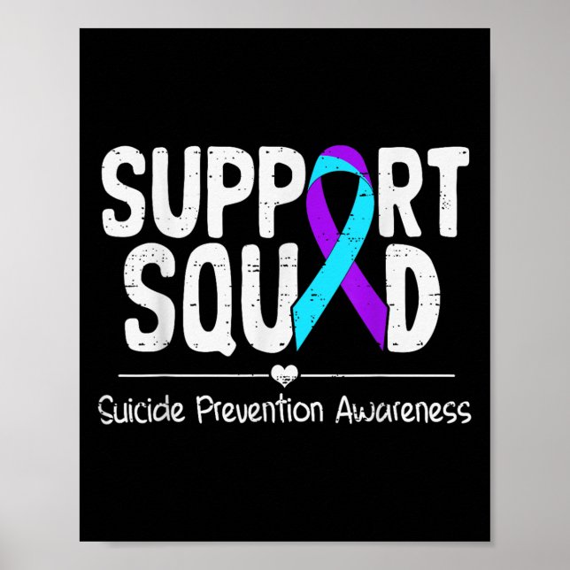 Poster Suicide Awareness Teal &amp; Purple Ribbon Suprt M (Frente)
