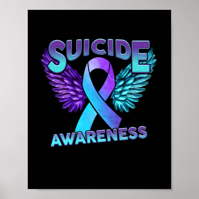 Poster Suicide Awareness Wings And Ribbon Suicide Prevent (Frente)