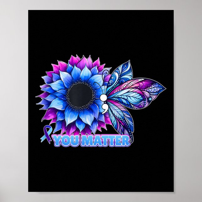 Poster Suicide Prevention Awareness Butterfly Semicolon  (Frente)